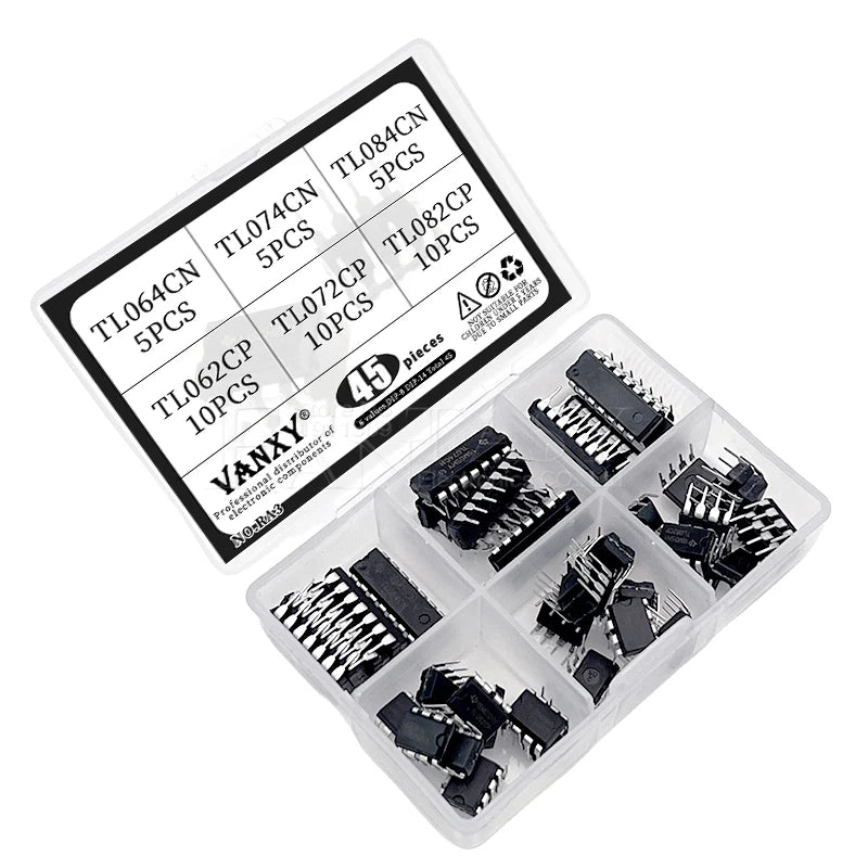 Kit 6 Valores Amplificadores Operacionales DIP (TL064CN, TL074CN, TL084CN, TL062CP, TL072CP, TL082CP)