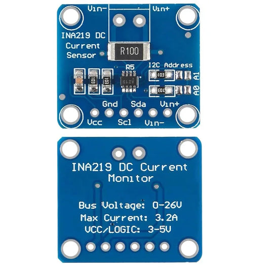 Módulo Sensor Monitoreo Corriente/Potencia INA219 (I2C/IIC, Bidireccional, Cero Deriva) MCU-219