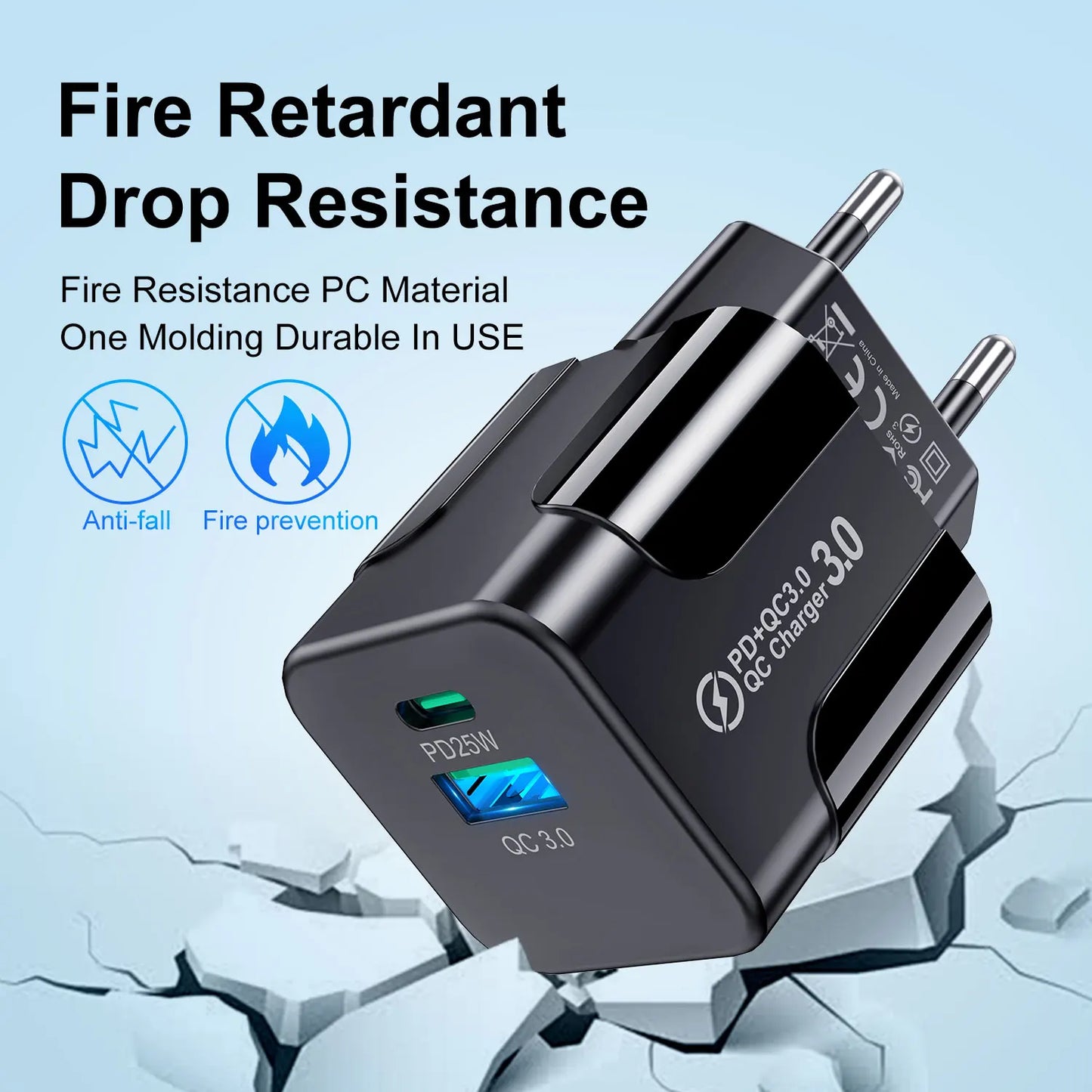 Cargador Pared Rápido PD 25W USB Tipo C (Enchufe Coreano KR) para iPhone 15 Pro Max