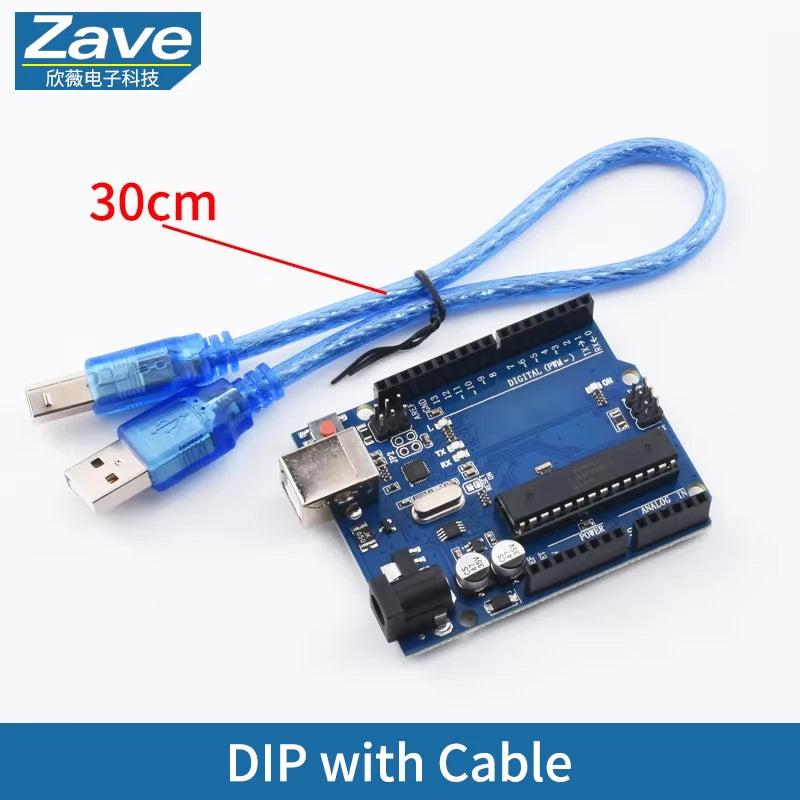 Placa Desarrollo UNO R3 (ATMEGA328P, CH340/ATEGA16U2) compatible Arduino con Cable + Placa Expansión Proto Shield R3/R4