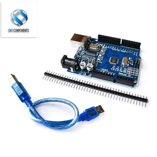 Placa Desarrollo UNO R3 (ATMEGA328P, CH340/ATEGA16U2) compatible Arduino con Cable + Placa Expansión Proto Shield R3