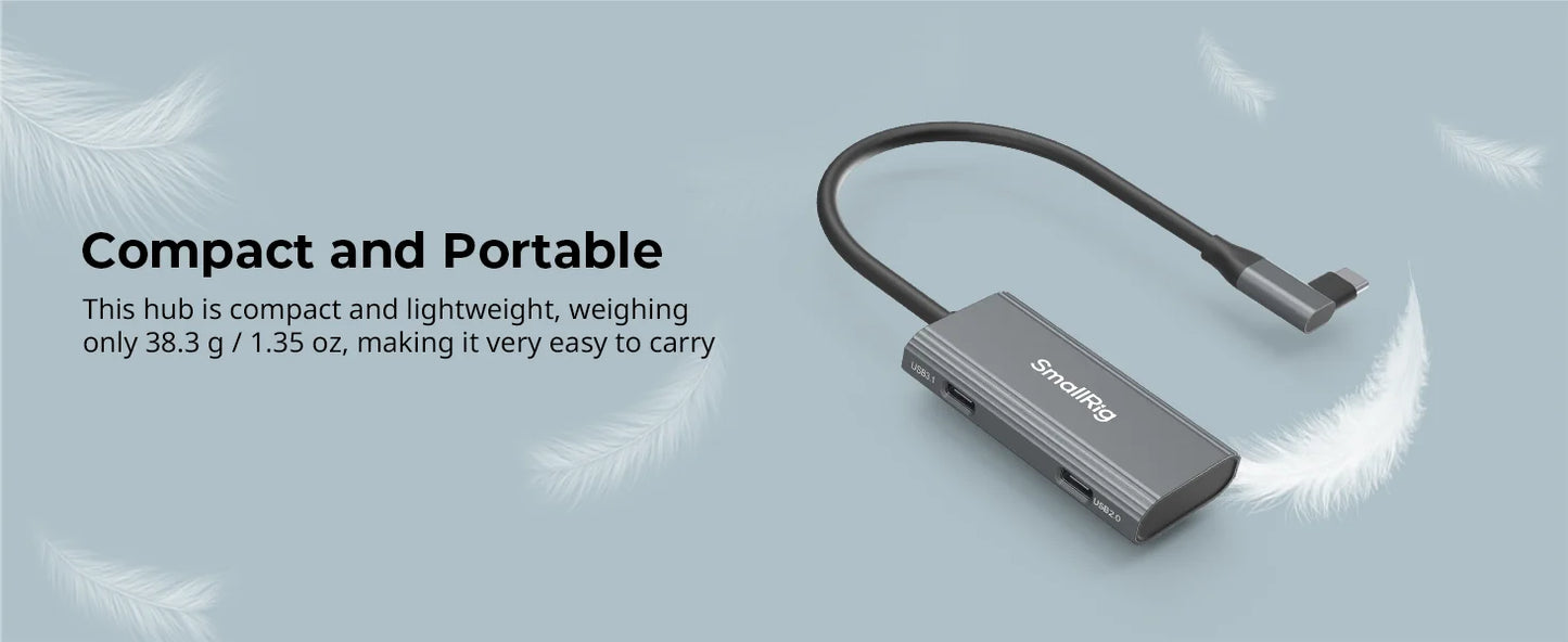 Hub USB-C 4-en-1 SmallRig PD 100W USB-C 3.1 + USB-C 2.0 + Adaptador Audio para Grabación Video Profesional Celular (4598)