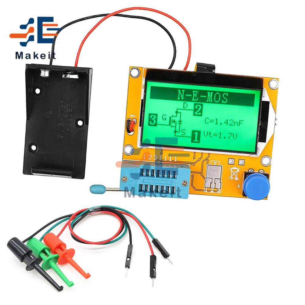 Tester Transistor Digital LCR-T4 Mega328 (Backlight) - Medidor ESR Diodo, Triodo, Capacitancia (MOS/PNP/NPN/LCR)
