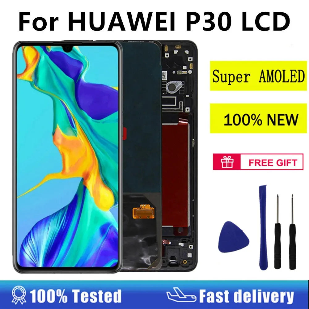 AMOLED Display For Huawei P30 LCD Display With Frame ELE-L29 ELE-L09 ELE-L04 Screen Touch Digitizer Assembly Replacement P30 LCD