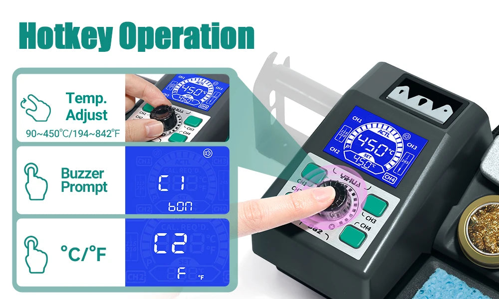 YIHUA 982 Repaid Heating Soldering Iron Staion Compatibled C210 Solder Iron Handle Electronic Welding Rework Station