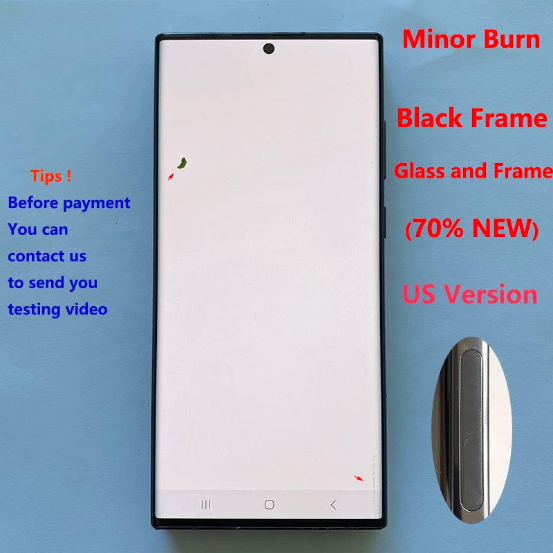 Pantalla 6.8" Super AMOLED con Marco y Digitalizador Táctil para Samsung S22 Ultra 5G (S908/S908U/S908B) (Con Defecto Estético)