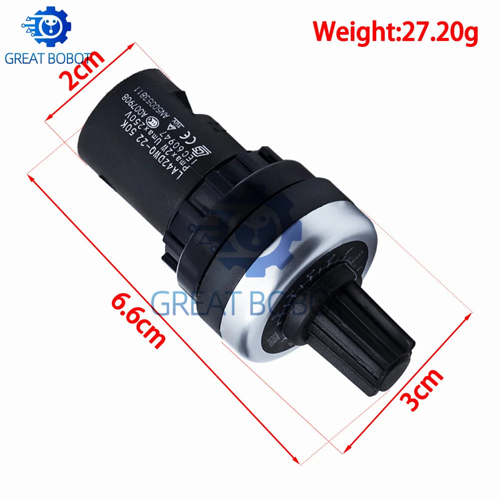 BS LA42DWQ-22 1K 2K 5K 10K 20K 50K 100k 200k 500K 22mm Diameter Pots Rotary Potentiometer Resistance Switch for arduino