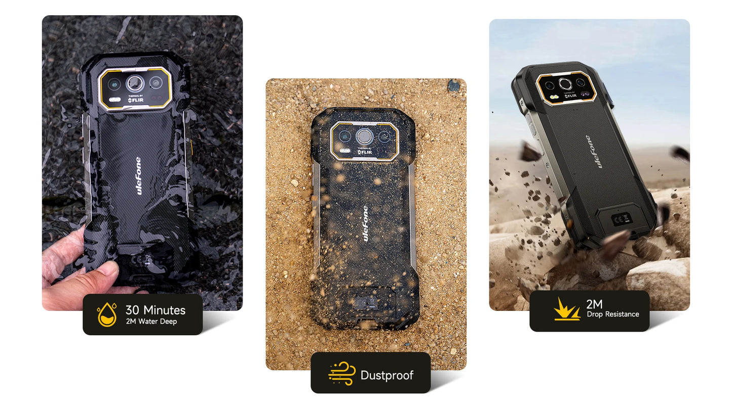Celular Rugged Ulefone Armor 27T Pro 5G con Cámara Térmica FLIR® - 10600mAh, Android 14, 24GB/256GB, NFC
