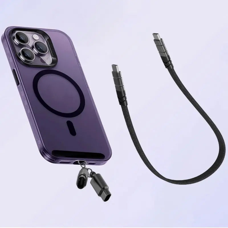 Cable Carga Rápida PD 60W USB-C a USB-C con Lanyard Nylon Trenzado Plano Anti-Pérdida (0.8m/1m/1.2m)