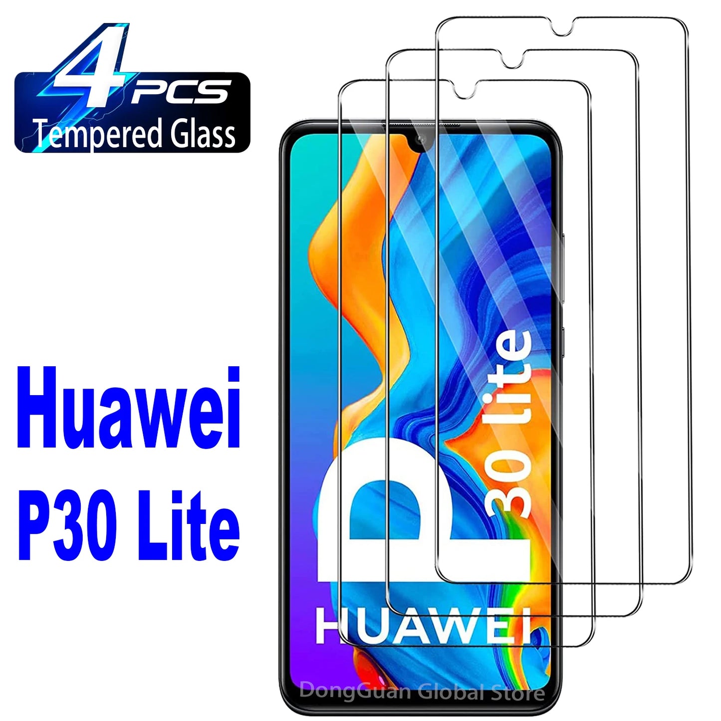 2/4Pcs HD Tempered Glass For Huawei P30 Lite 9H Screen Protector Film