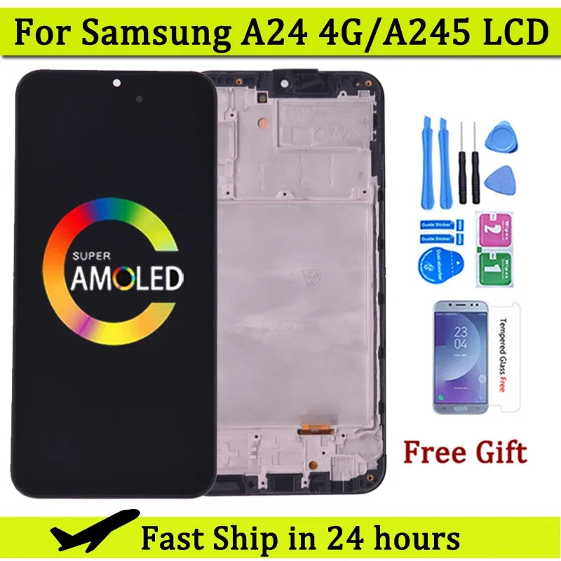 Pantalla OLED A24 4G para Samsung A24 4G A245 SM-A245F SM-A245F/DS pantalla LCD MONTAJE DE digitalizador con pantalla táctil