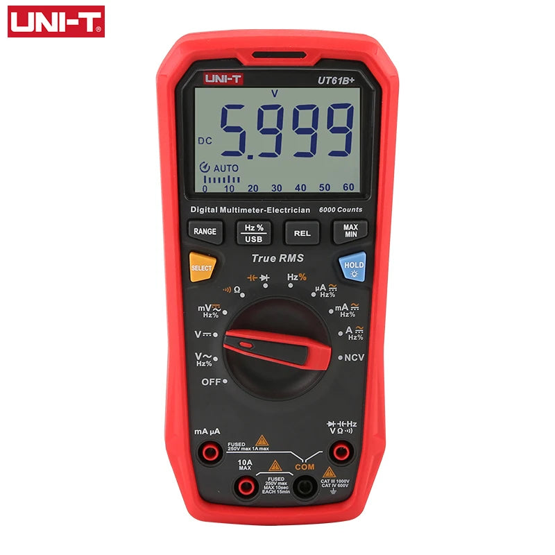Multímetro Digital Profesional UNI-T UT61E/UT61D/UT61B - Test Capacitancia DC/AC 1000V (60mF/220mF), True RMS, Auto Rango