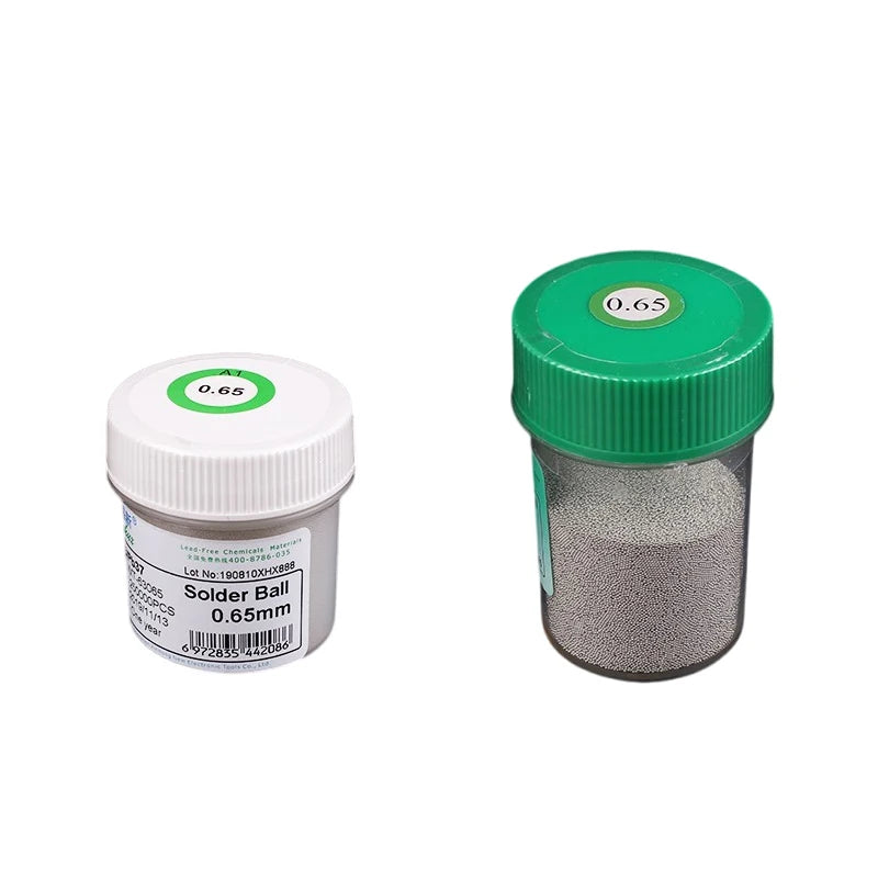 Perlas Bolas Soldadura BGA Sin Plomo (Sn96.5/Ag3/Cu0.5, 0.2-0.76mm) Estaño Plantado (250,000 Piezas / 25W Completo)