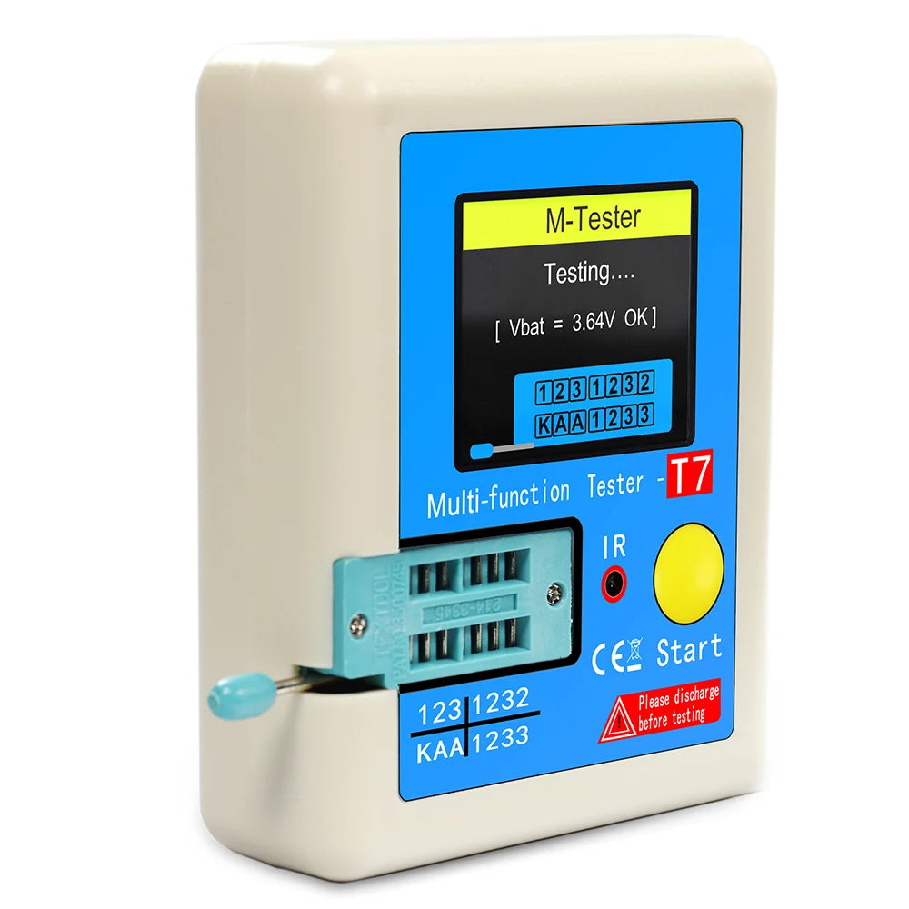 Tester Transistor LCR Multifunción (TC1/T7) - Pantalla TFT, Medidor Diodo, Triodo, Capacitor, Resistencia (MOSFET/NPN/PNP/TRIAC)