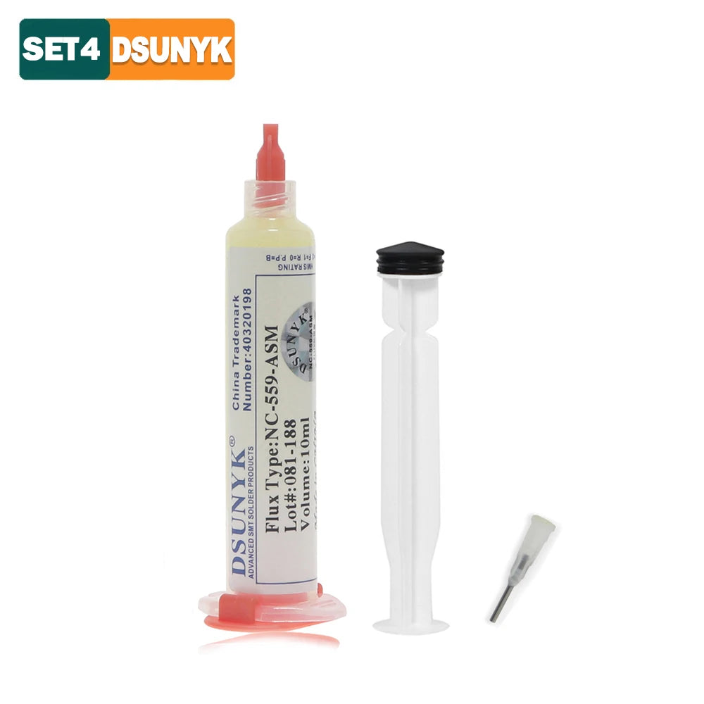 Flux Soldadura Amtech NC-559 en Jeringa (10ml) para Electrónica/BGA/SMD/PCB Reparación