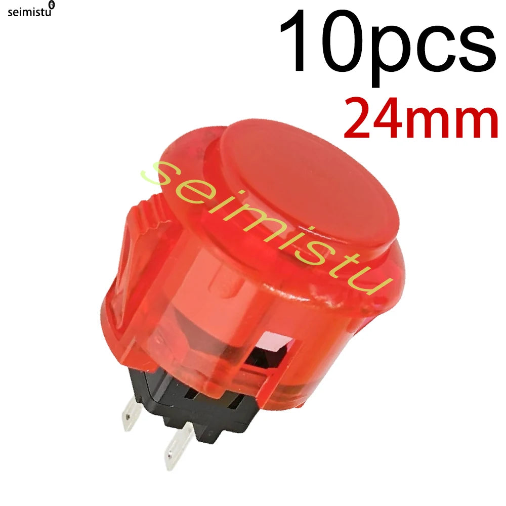 Botón Pulsador Transparente (24mm/30mm) Copia Sanwa OBS-C para Consola Videojuegos/Hitbox/Arcade PC Neo Geo (10 Unidades)