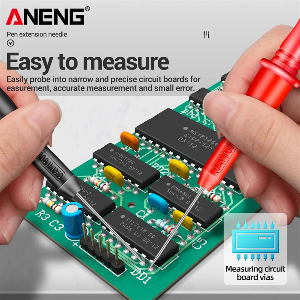 Kit Puntas Prueba Multímetro (x2) - Sondas Automotrices No Destructivas (600V/10A, Aguja 2mm)