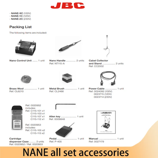 JBC NASE NANE 2-Tool Nano Rework Station including C115 Soldering iron tips NT115-A Handle Repair Tool soldering iron kit