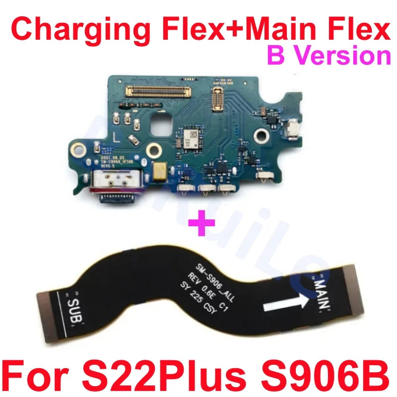 Puerto de carga flexible para Samsung S23 S22 Plus Ultra S901B S901U S906U S908B S S911B S916U S918B placa base conectar Cable USB principal