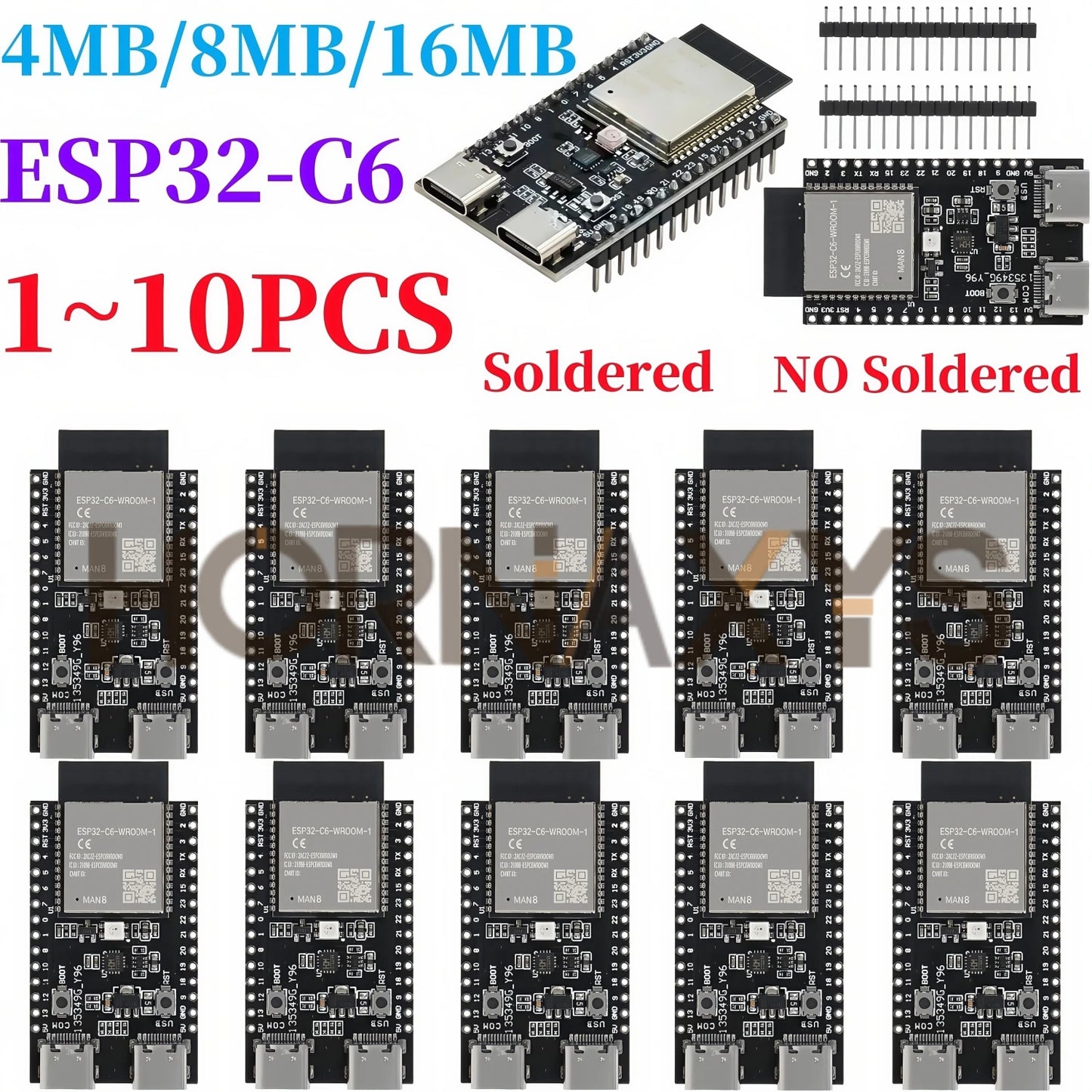 Placa Desarrollo ESP32-C6 Core (N4/N8/N16, 4/8/16MB) WiFi 6, Bluetooth, Zigbee compatible Nano Arduino