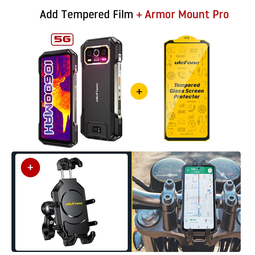 Celular Rugged Ulefone Armor 27T Pro 5G con Cámara Térmica FLIR® - 10600mAh, Android 14, 24GB/256GB, NFC
