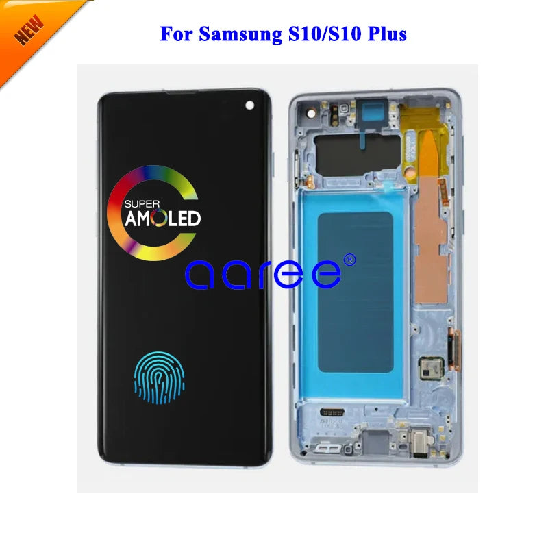 Pantalla LCD Super AMOLED para Samsung S10, G9730, S10 Plus, G9750, montaje de digitalizador táctil