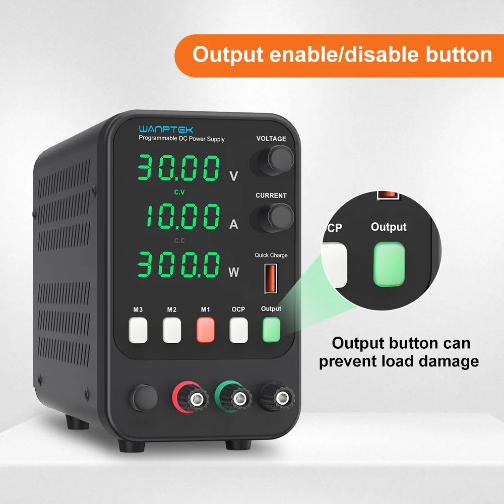 Fuente de Poder Laboratorio WANPTEK DC Ajustable 30V/60V/120V Regulador Voltaje Preajuste V/A (Input 110V/220V)