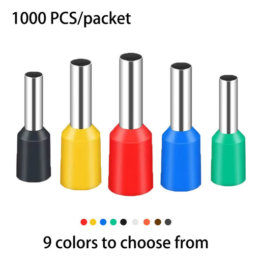 Terminal Tubular Punta Cable Aislado Crimp (E0508/1008/1508/7508/2508) Ferrules Prensado (Pack 1000 Unidades)