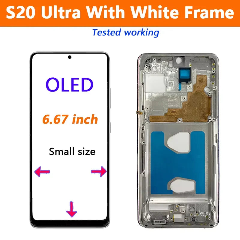 OLED para Samsung Galaxy S20 Ultra Lcd G988 con marco pantalla táctil digitalizador frontal S20 S20 Plus G980 G985 reemplazo