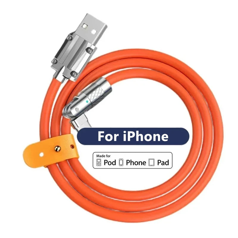 Cable USB Carga Rápida 120W 6A con Codo Rotatorio 180° para iPhone XS/11/12/13/Samsung/Huawei/Xiaomi/OPPO (Tipo C)