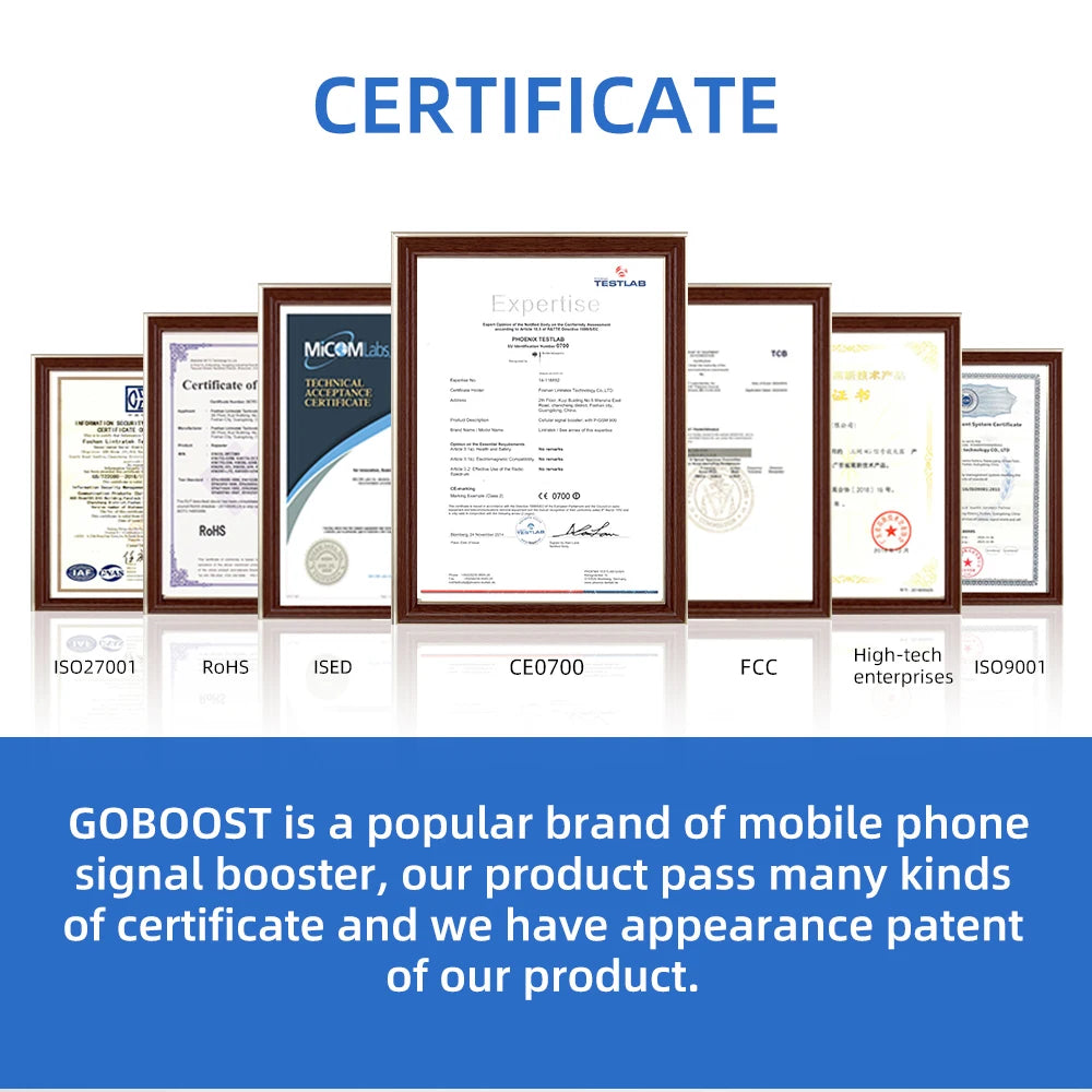 Kit Amplificador Señal Celular GoBoost 2G/3G/4G LTE GSM 700/850/1700/1900/2600 MHz (Chile)
