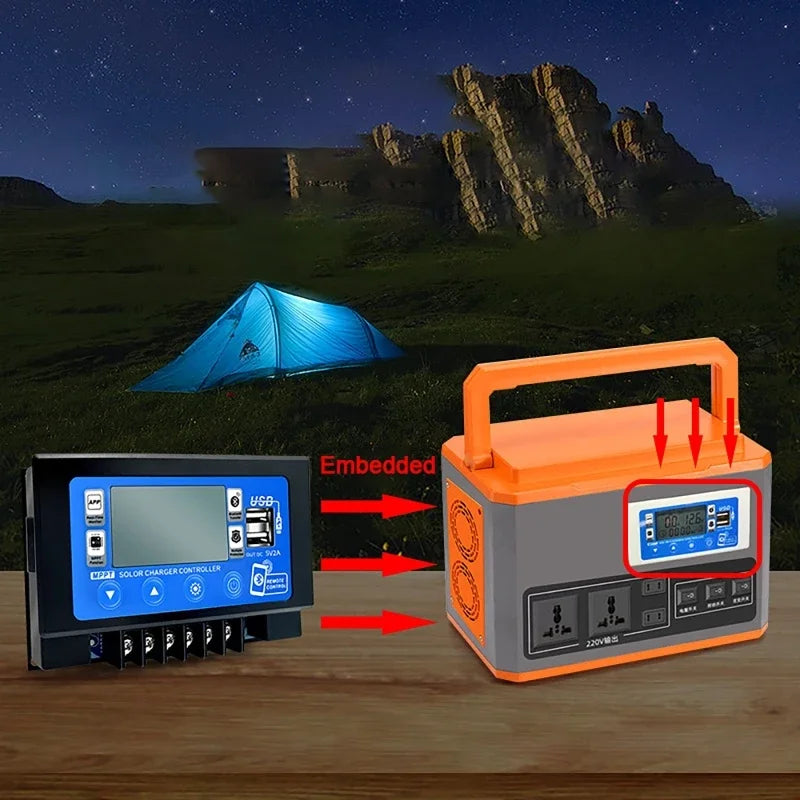 Controlador Carga Solar MPPT 30A/60A 12V/24V LCD Display Bluetooth/WiFi Snap-On Almacenamiento Energía