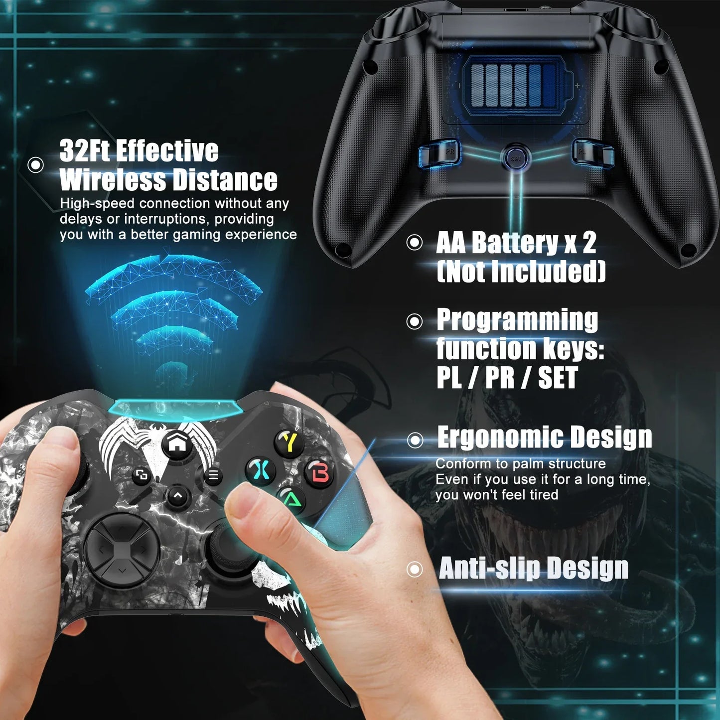 Control Inalámbrico para Xbox One/Series S/X/PC (WiFi, Programable, Vibración, Jack Audio 3.5mm, Turbo, Giroscopio 6 Ejes)