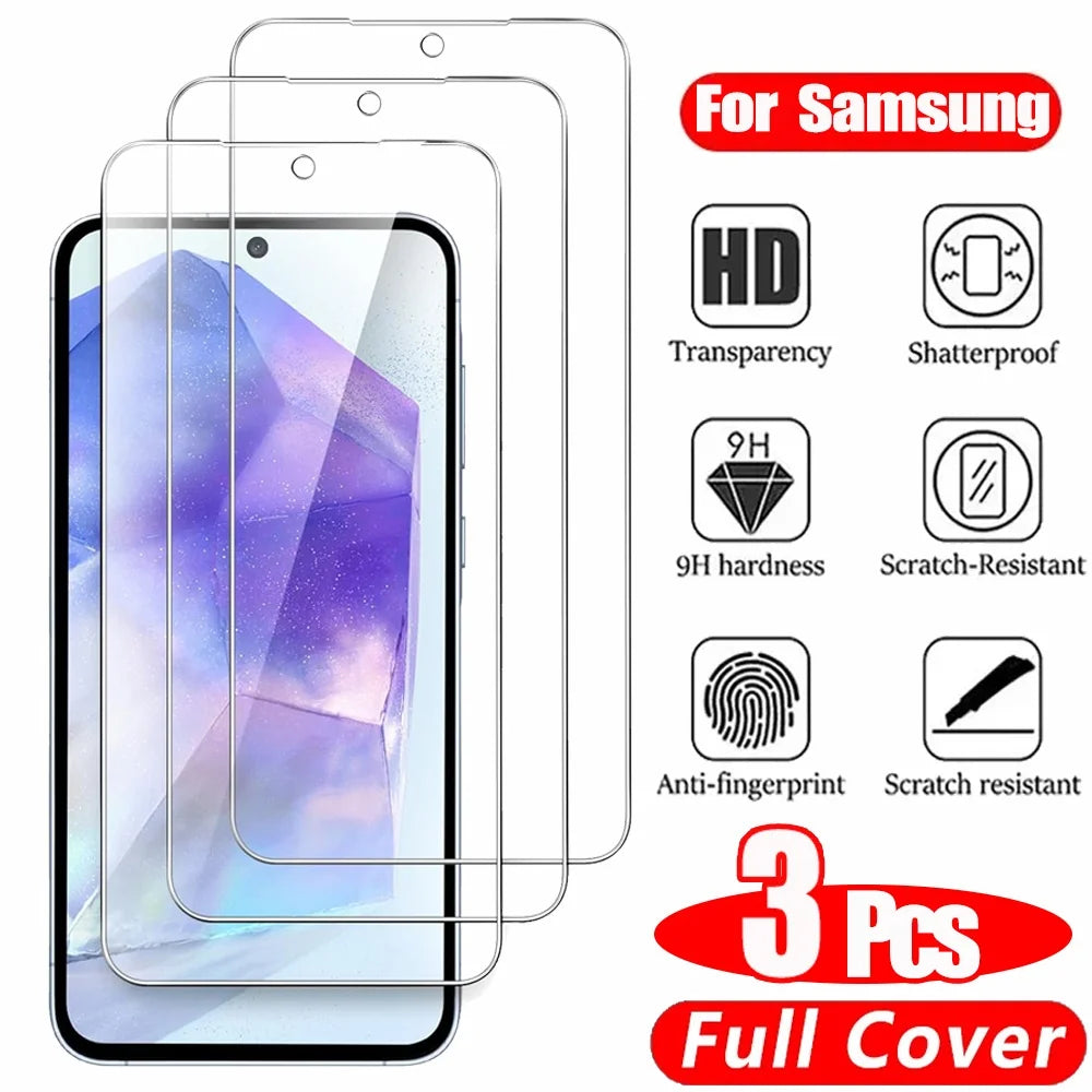 Protector Pantalla Cristal Templado HD para Samsung Galaxy A15/A25/A26/A35/A36/A53-A56 / S21-S25 FE/Plus/Ultra (Pack 3 Unidades)