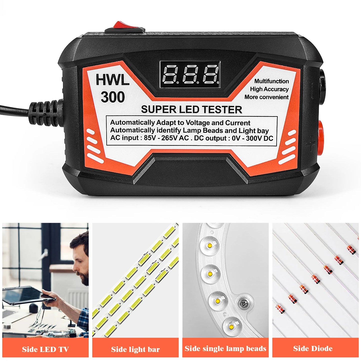 Tester LED 0-300V Output Probador Tiras Beads Mantenimiento TV LCD Inspección Multiuso