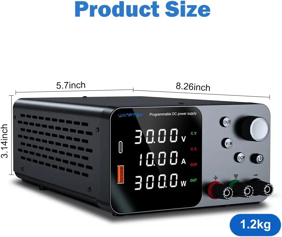 Fuente de Poder Laboratorio WANPTEK DC Ajustable 30V/60V/120V Regulador Voltaje Preajuste V/A (Input 110V/220V)