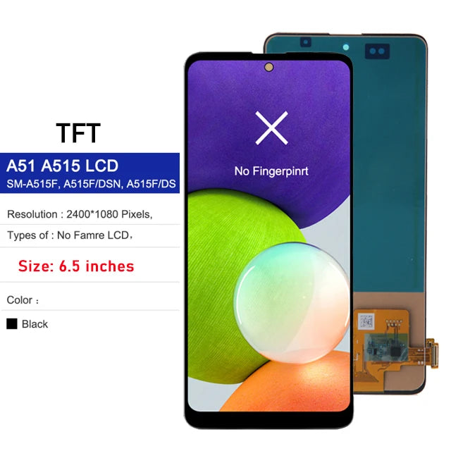 Pantalla OLED para Samsung Galaxy A51 (A515, SM-A515F) con Digitalizador Táctil (Reemplazo Ensamblaje)
