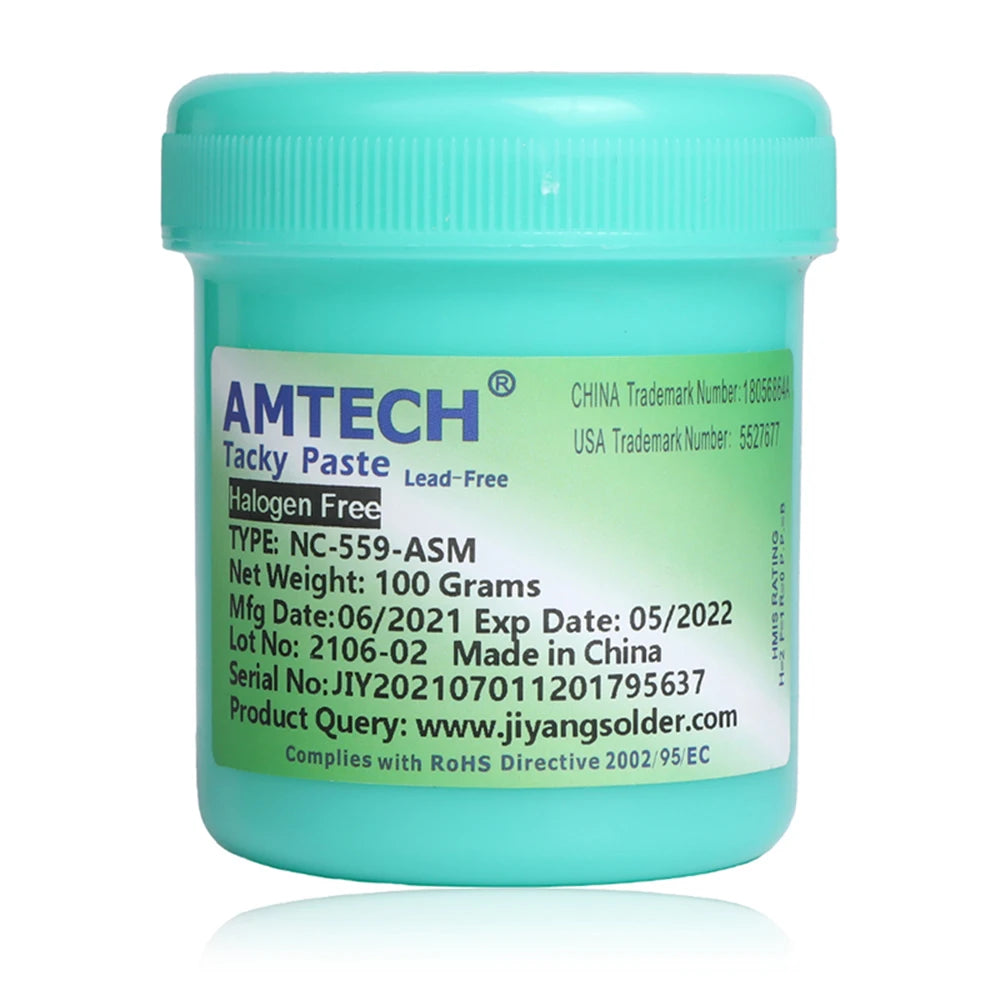 Flux Pasta Soldar Amtech NC-559-ASM / NC-559 (100g) No Clean para SMD/BGA Rework Station Suministros Soldadura