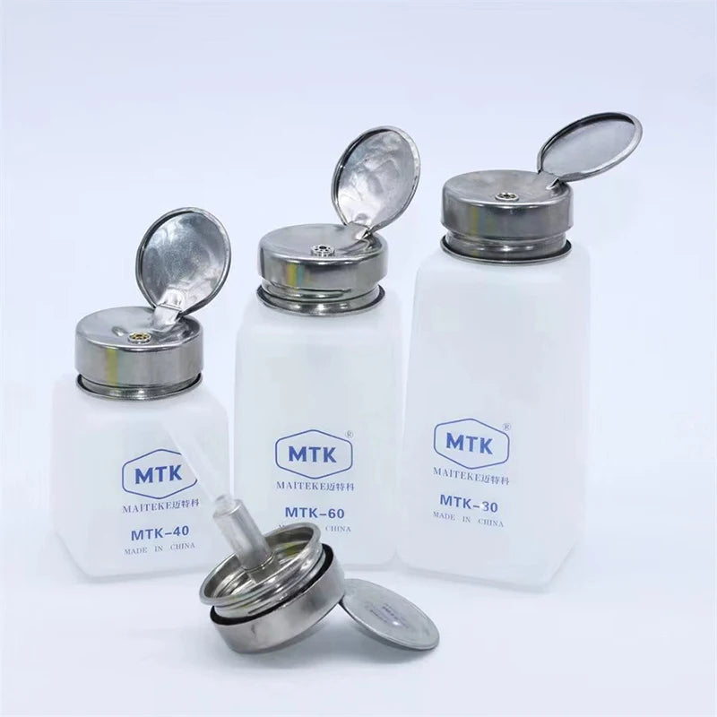 120ML 180ML 250ML Alcohol Bottle With Stainless Steel Cap Mobile Phone Maintenance Cleaning Anti Static Liquid Plastic Container