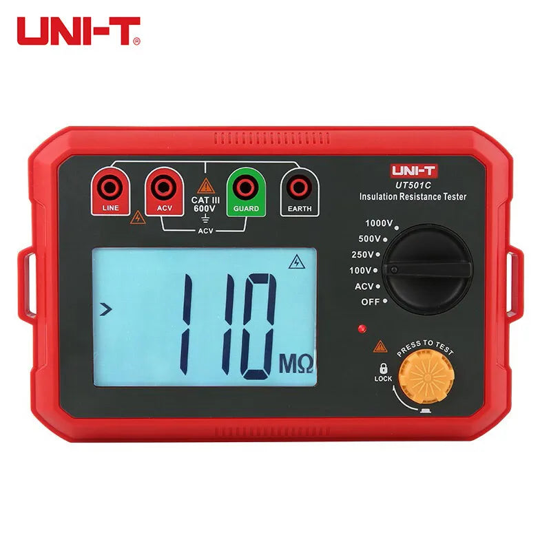 Probador Resistencia Aislamiento UNI-T UT501A/UT501C/UT502A/UT502C - Megóhmetro Digital Ohm Tester, Auto Rango, Backlight