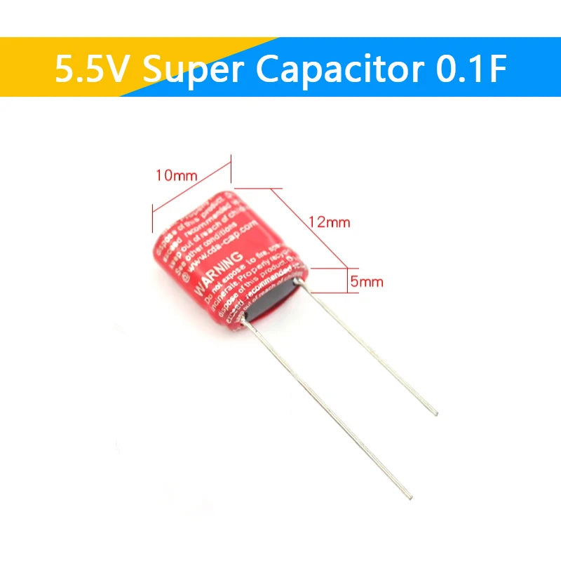 Supercapacitor Farad Tipo Combinación (0.22F-50F, 5.5V) - Unidad (Especificar Valor)