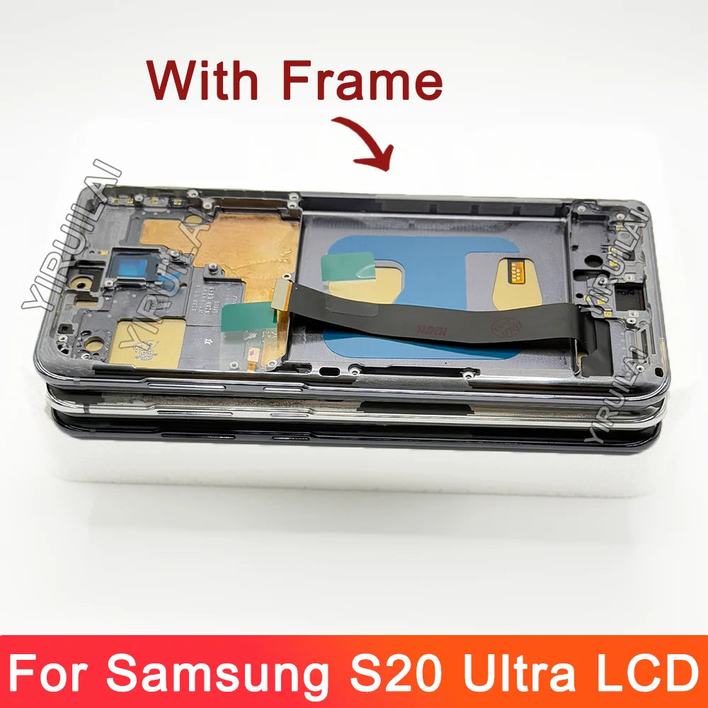 TFT S20 Ultra LCD con marco para Samsung S20 Ultra 5G LCD G988 G988B SM-G988U pantalla táctil digitalizador reemplazo
