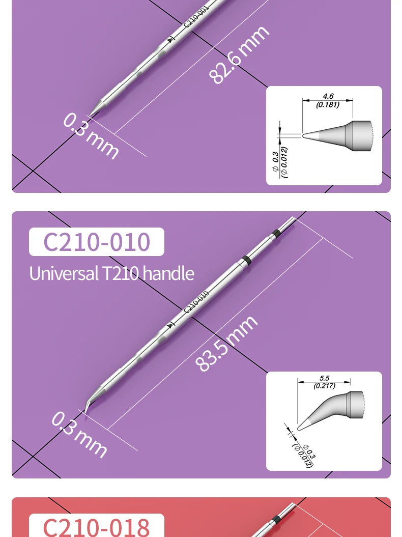 C210 Soldering Tips Compatible with JBC T210 Handle for CD-2SD/2SHE Station Welding Nozzle C210-001 C210-007 C210-008 C210-018