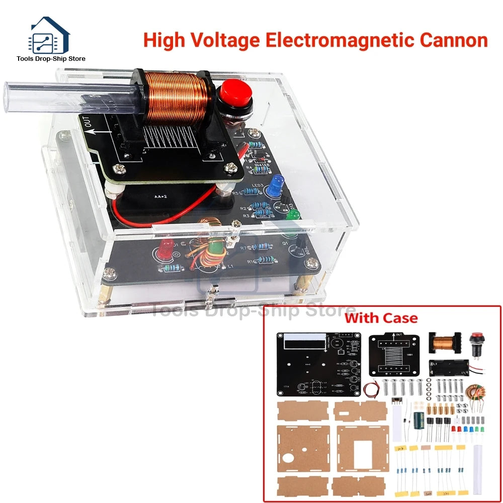 Kit DIY Cañón Electromagnético Alto Voltaje (3V DC) - Módulo Booster Bobina y PCB Práctica Soldadura