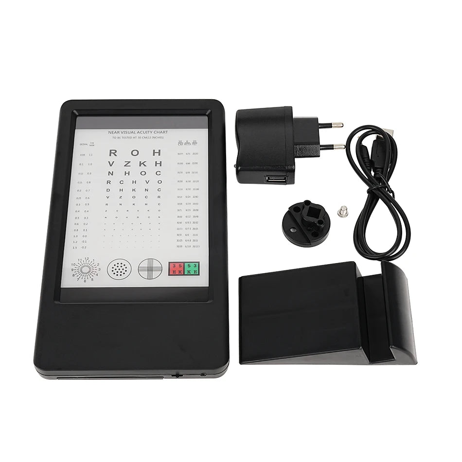 Tester Visión Cercana Recargable (30cm) CP-37C - Cartilla Doble Cara (Letras/Anillos E) con Adaptador AC