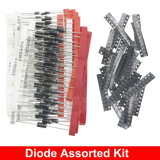 Kit Surtido Diodos (Zener/TVS/Schottky Rápido) DIP/SMD para Electrónica DIY