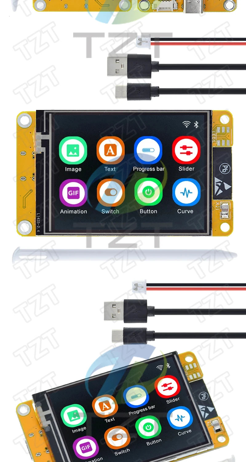 Placa Desarrollo DIYTZT ESP32 LVGL (WROOM) con Pantalla Táctil LCD TFT 2.4" (240x320) WiFi y Bluetooth