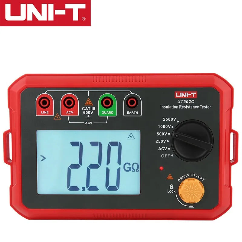 Probador Resistencia Aislamiento UNI-T UT501A/UT501C/UT502A/UT502C - Megóhmetro Digital Ohm Tester, Auto Rango, Backlight