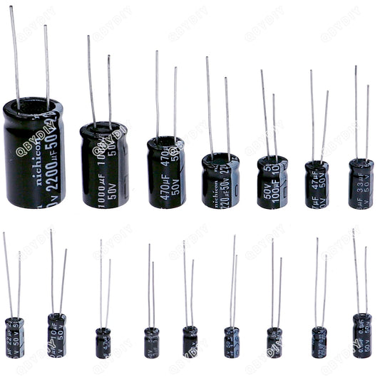 Kit Surtido Capacitores Electrolíticos (1uF-1000uF, 16V-50V)
