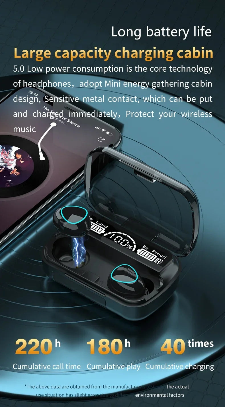 Auriculares Inalámbricos M10 TWS Bluetooth 5.0 con Caja Carga 3500mAh (Micrófono, Estéreo 9D, Deportivos, Impermeables)